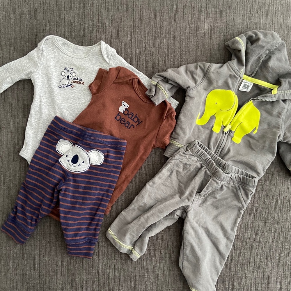 Carter’s baby boy 3 month sets koala & elephant